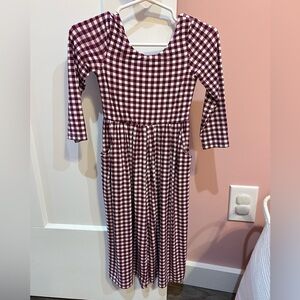 SweetHoney Maroon and White Checkered Kids Jumpsuit